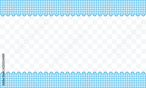 Blue gingham patterned borders frame a blank space for customizable content.