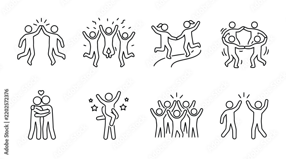 Fototapeta premium Set of people celebrating and having fun icons