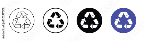 Recycling Symbol Circular Badge and Button Icon Set