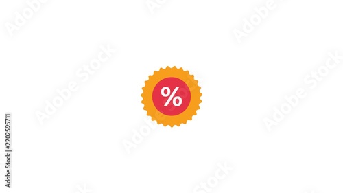 Discount percent sign icon animation loop 4k on white background