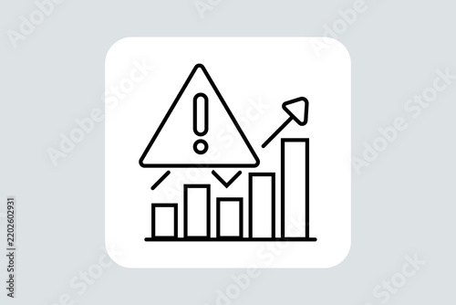 A modern black line art icon representing financial risk analysis, market volatility, or warning alerts in business analytics.