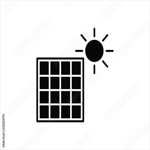 Solar panel with sun during the day for renewable energy concept vector illustration isolated on white background