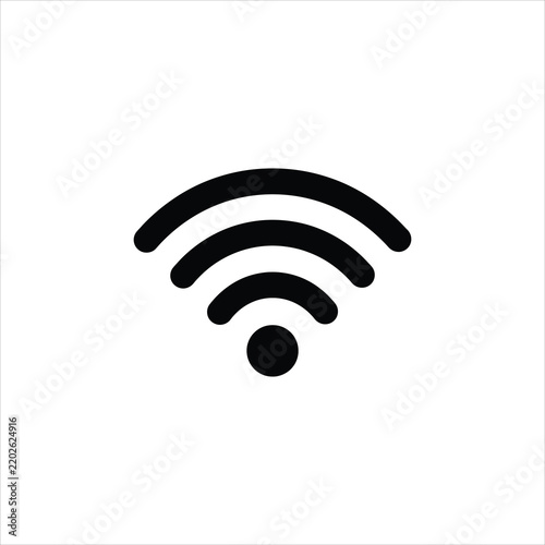 Wireless signal icon in simple graphic representation with broadcasting waves for connectivity concept isolated on white background