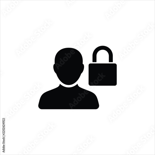 User profile icon with padlock symbolizing account security and privacy during digital access Isolated on white background
