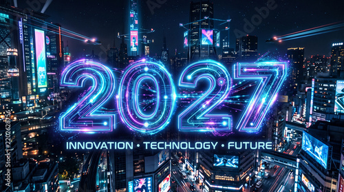 Obraz na płótnie 2027 text effect 4k 