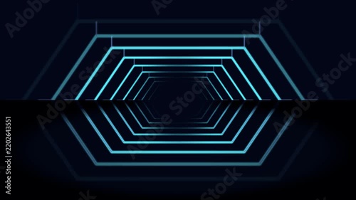 Animated Neon Glowing Geometric Lines Tunnel Cyber Grid Motion Graphic Motion Graphic Loop Featuring Modern Design Elements for Digital Media and Corporate Presentations