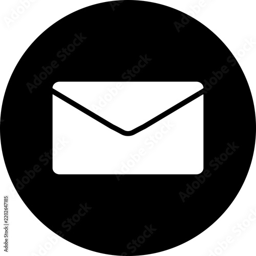 Black circle with white envelope mail message icon vector illustration symbol
