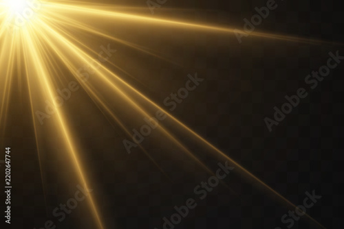 Golden light rays shining from top left creating an abstract, bright, and energetic background