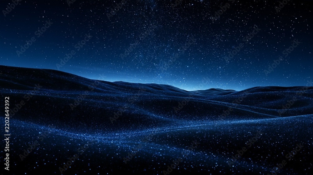 Fototapeta premium low rolling fields made of stars at night, with a scattering of stars in the sky