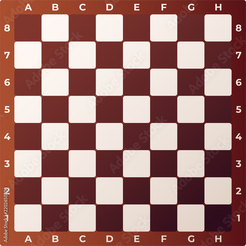 Empty chessboard with alphanumeric coordinates for strategy game