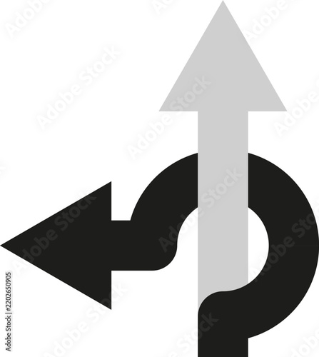 Two arrows showing going straight or turning left