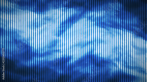 Abstract blue background with vertical glowing light stripes and dynamic wavy motion effect for digital technology or futuristic presentation design