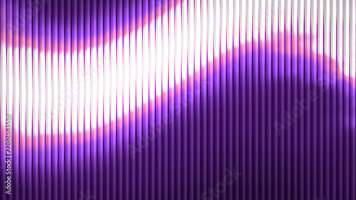 Abstract background with vertical purple stripes and a glowing white wave pattern creating a dynamic light effect