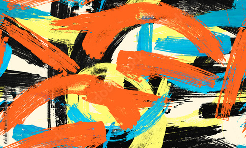 Obraz na płótnie Seamless abstract colorful brush stroke background design with orange, blue, and