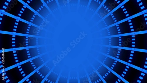 Abstract black and white concentric circle tunnel loop video background.