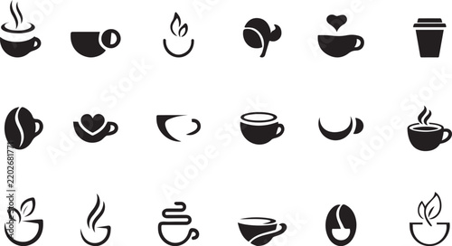 coffee cup icons set. coffee logo type vector art illustrator
