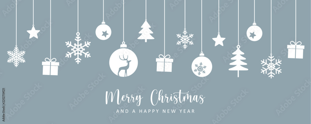 Obraz premium hanging christmas decoration snowflake gift fir tree ball vector illustration