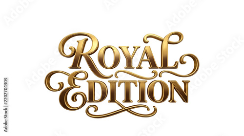 Royal edition golden metallic text lettering with written elegant on transparent background