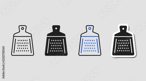 Japanese ginger grater icon vector set presented in outline filled colored line and sticker variations