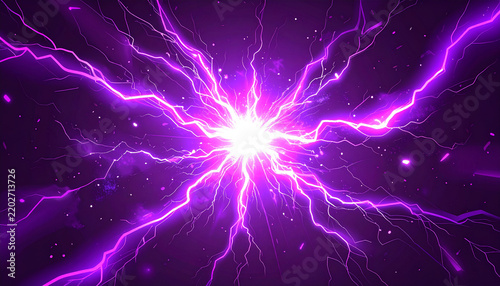 紫色の電気エネルギーが一点に集まるチャージエフェクト
Purple electric energy charge effect converging to a central point