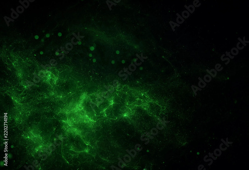 Abstract Emerald Green Glowing Particle Mist Background