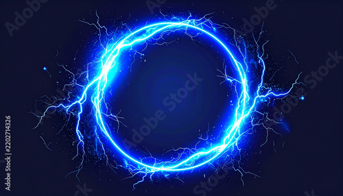 青白い電撃リングのゲーム用エネルギーエフェクト
Blue electric energy ring game visual effect
