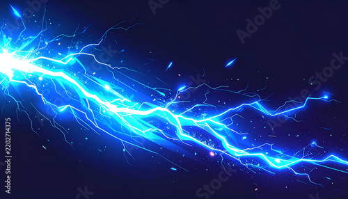 横方向へ走る青白い電撃のゲームエフェクト
Horizontal blue electric bolt game visual effect