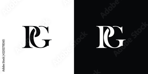 PG logo design. Initial letter P and G in a serif font. Creative, classic company name typography. Trendy logotype or brand identity. Vector illustration.