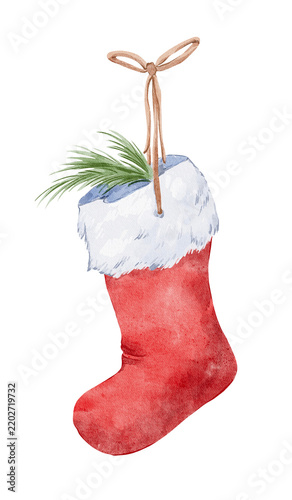 Watercolor Christmas stocking