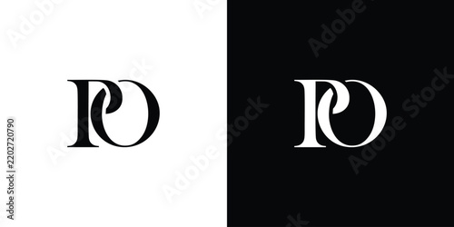 Design of the PO logo. Initial letter P and O in a serif font. Creative, classic company name typography. Trendy logotype or brand identity. Vector illustration.