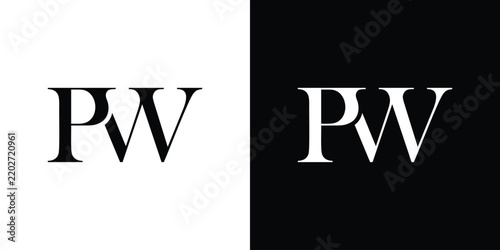 PW logo design. Initial letter P and W in a serif font. Creative, classic company name typography. Trendy logotype or brand identity. Vector illustration.