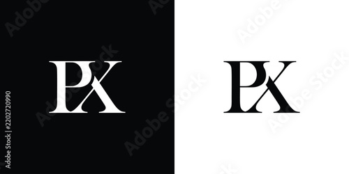 PX logo design. The initial letters P and X in a serif font. Creative, classic company name typography. Trendy logotype or brand identity. Vector illustration.