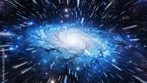 Fast traveling through blue spiral galaxy in a VSRExport