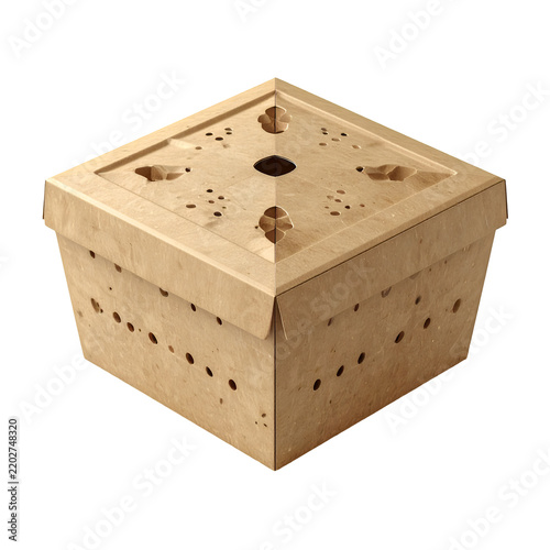Isometric 3D Render of Single Kraft Paper Box