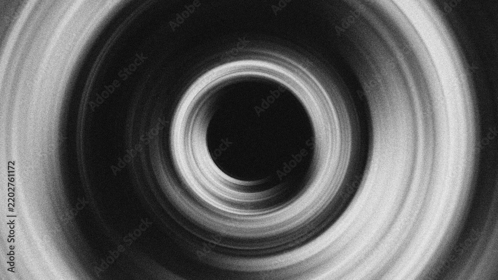 Fototapeta premium Abstract black and white circular vortex background. Hypnotic monochrome spiral texture with motion blur effect