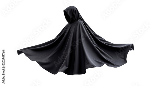 Mysterious Faceless Black Hooded Cloak Phantom Robe for Creepy Halloween Costume on Transparent Background