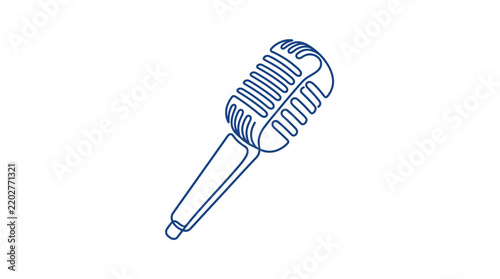 Classic handheld microphone line art illustration.