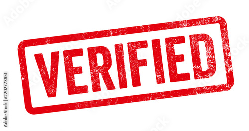A red stamp on a white background - Verified