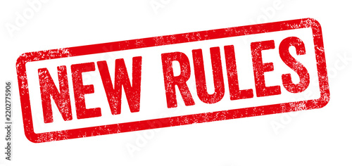 A red stamp on a white background - New Rules