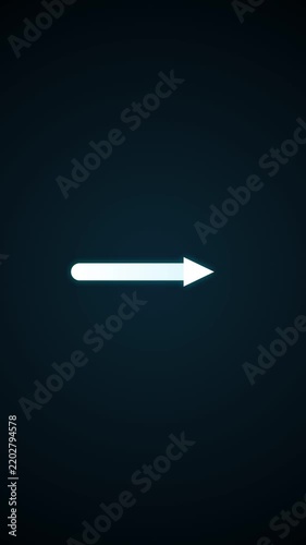 Glowing blue curved arrow pointing right