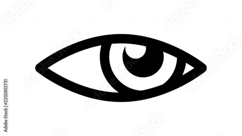 Animated eye icon looking around loop isolated on transparent alpha channel