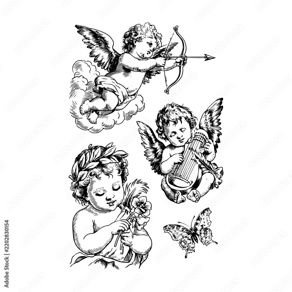 Obraz premium Vintage cherub angel collection