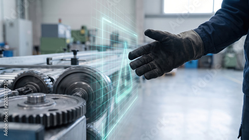 Industrial machine gear maintenance safety with AI energy monitoring supports precise factory operation and worker protection
