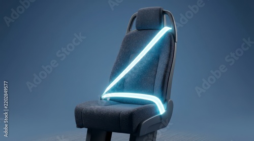 Glowing Seatbelt On Bus Seat Showcasing Modern Transportation Safety Design