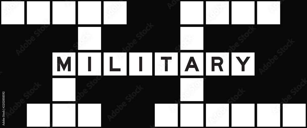 Obraz premium Alphabet letter in word military on crossword puzzle background