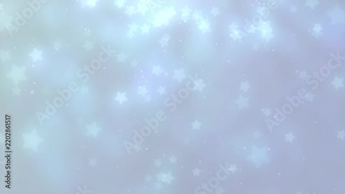 幻想的な光の中をゆっくり舞い落ちる白色の星とパーティクルのループ背景動画 / White Stars and Particles Slowly Falling Through a Dreamy Light – Looping Background Video