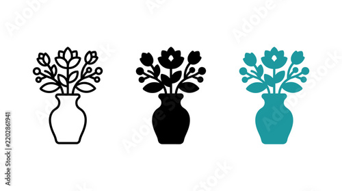 Table centerpiece flower vase icon design set vector graphic illustration