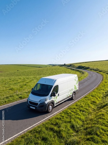 Modern zero emission freight truck in transit
