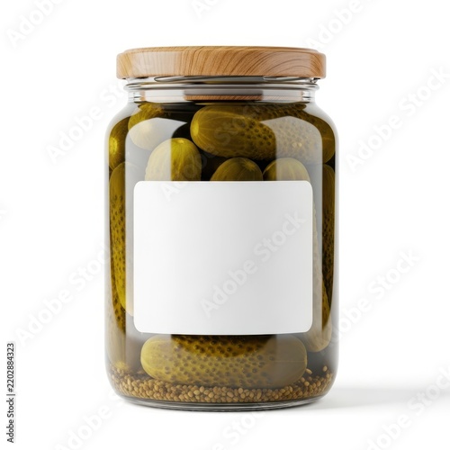 Glass jar with preserved lemons and herbs