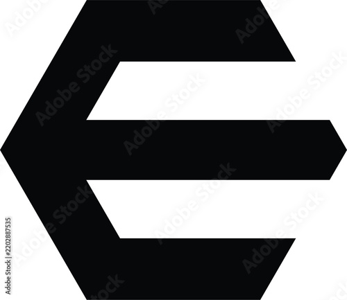 hexagon e letter logo, black icon design